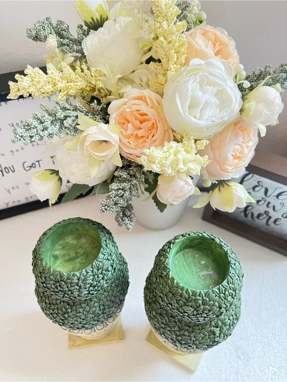 Vintage Green Topiary Candle Holder
